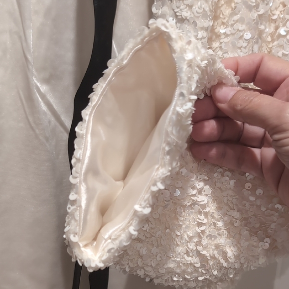 ✨ H&M Cream Sequined Bow-Front Jacket BNWT L - Picture 7 of 9